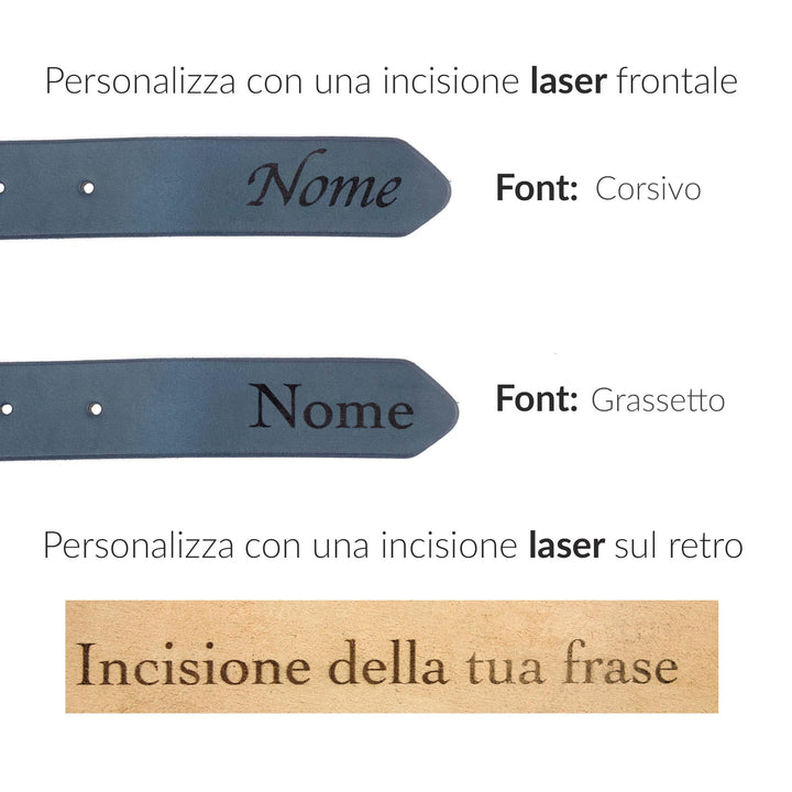 Cintura in cuoio artigianale da uomo personalizzata Coryum Larth#colore_blu