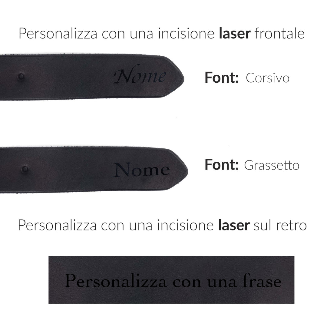 Cintura in cuoio artigianale da uomo personalizzata Coryum Larth#colore_nero