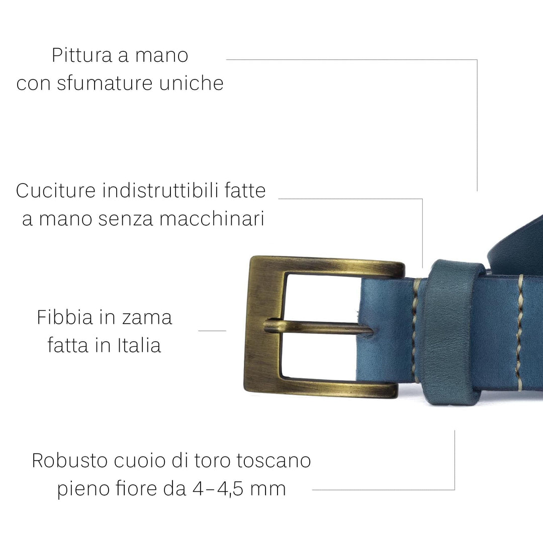 Cintura in cuoio artigianale da uomo Coryum Velthur#colore_blu