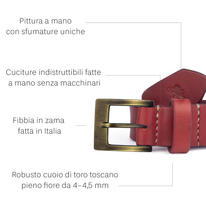 Cintura in cuoio artigianale da uomo Coryum Velthur#colore_rosso