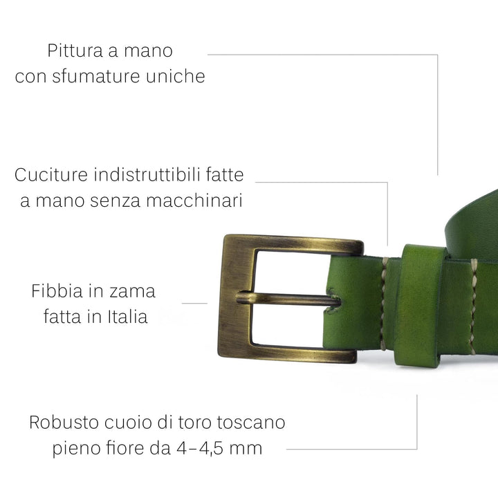 Cintura in cuoio artigianale da uomo Coryum Velthur#colore_verde-foresta