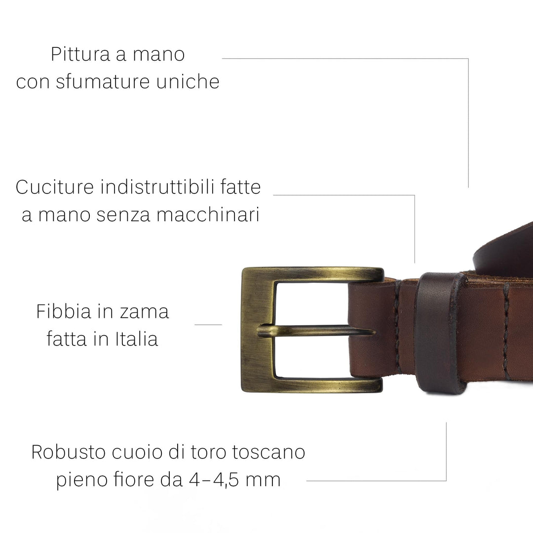 Cintura in cuoio artigianale da uomo Coryum Velthur#colore_marrone-scuro