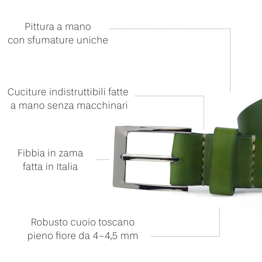 Cintura in cuoio artigianale da uomo Coryum Larth#colore_verde-foresta