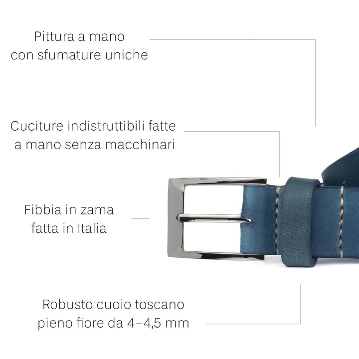 Cintura in cuoio artigianale da uomo Coryum Larth#colore_blu