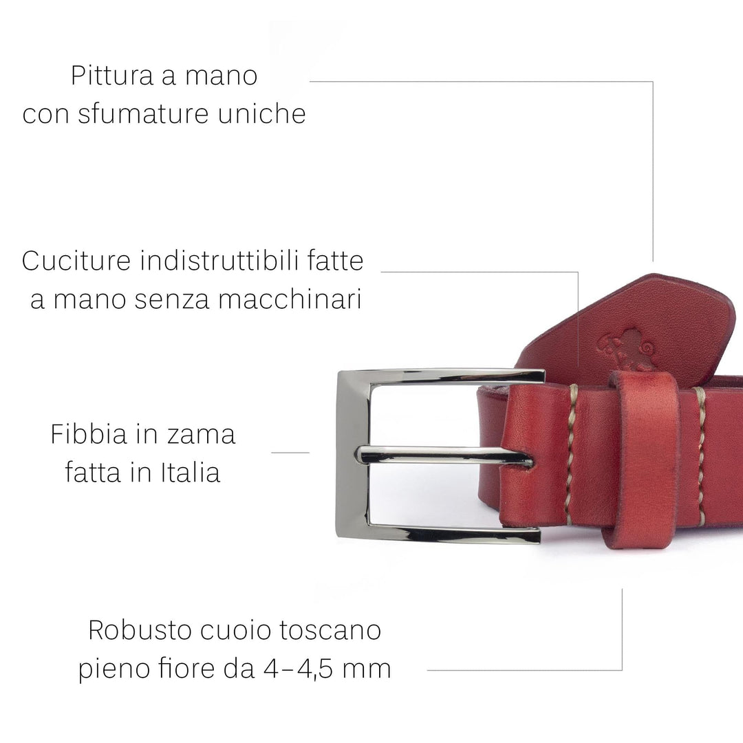 Cintura in cuoio artigianale da uomo Coryum Larth#colore_rosso