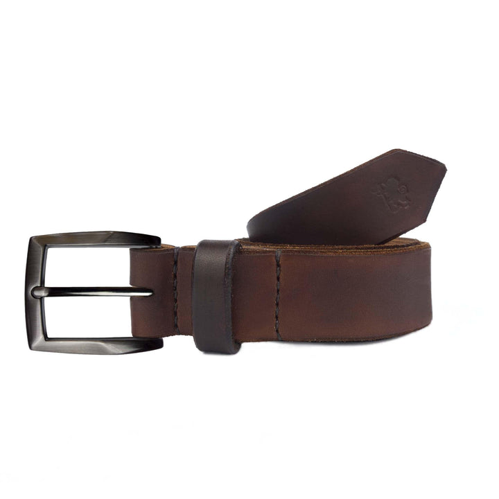 Cintura in cuoio artigianale senza nichel da uomo Coryum Etius#colore_marrone-scuro