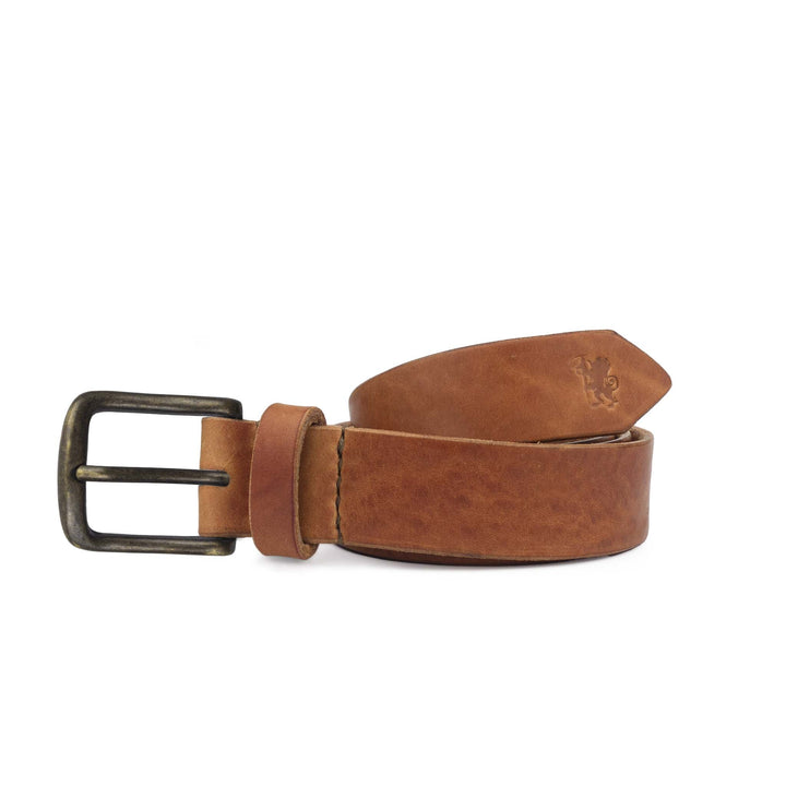 Cintura in cuoio morbido da uomo artigianale Axile#colore_tan