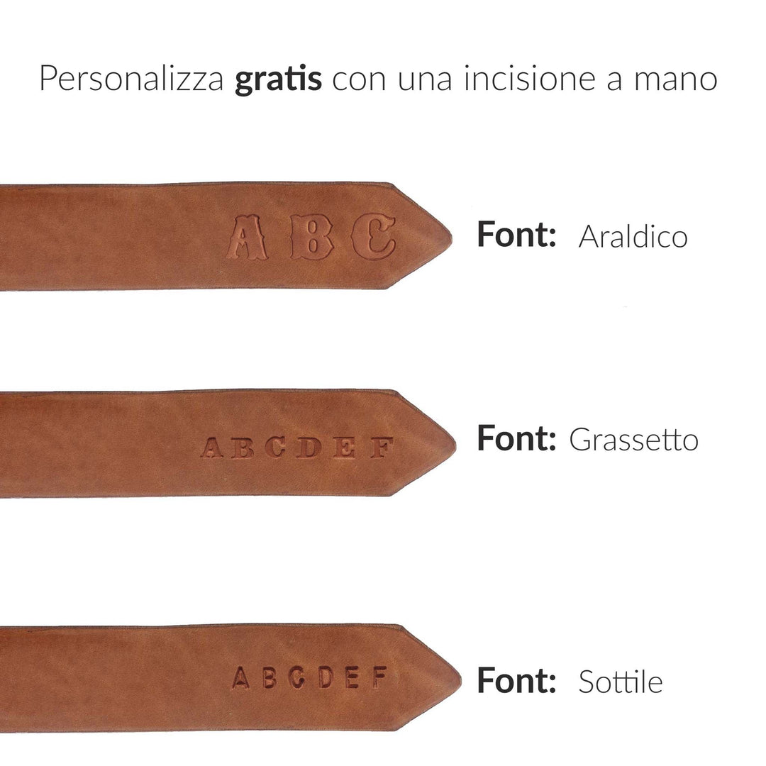 Cintura in cuoio morbido da uomo artigianale Axile#colore_tan