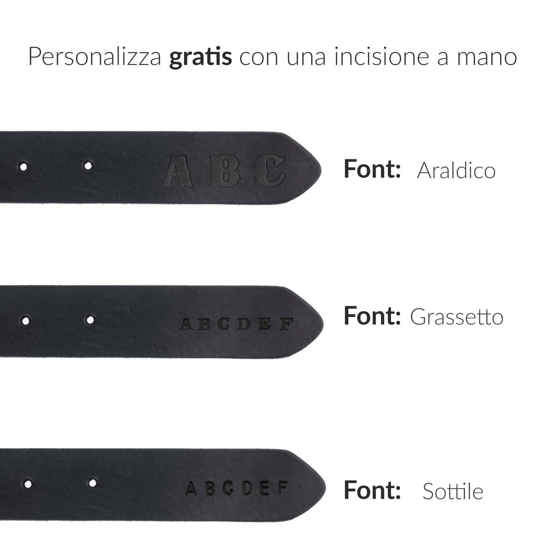 Cintura in cuoio morbido da uomo artigianale Velthur#colore_nero