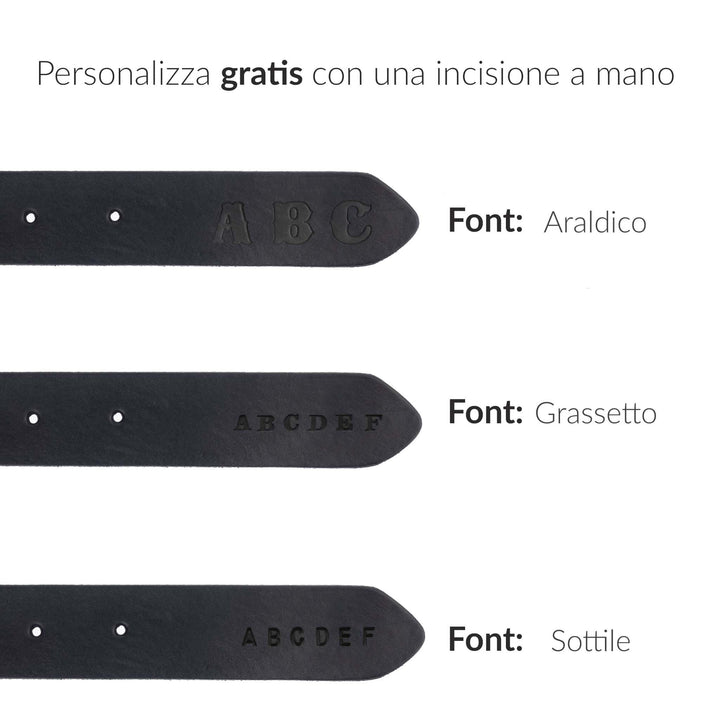 Cintura in cuoio morbido da uomo artigianale Velthur#colore_nero