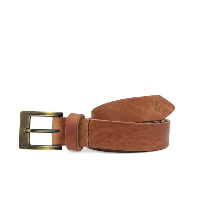 Cintura in cuoio morbido da uomo artigianale Velthur#colore_tan