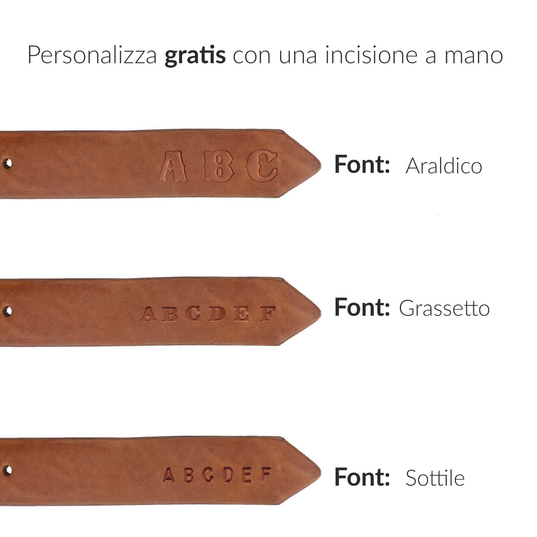 Cintura in cuoio morbido da uomo artigianale Velthur#colore_tan