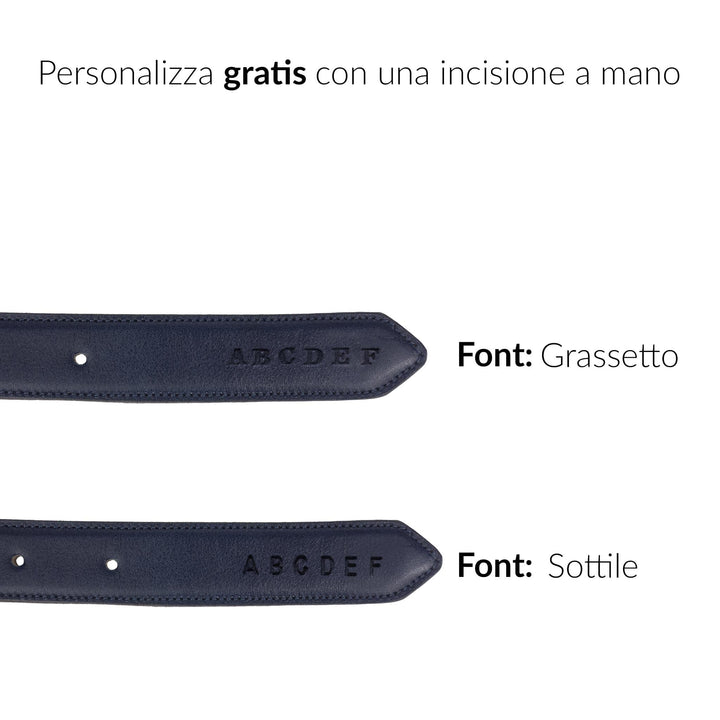Cintura uomo in pelle artigianale Numa#colore_blu