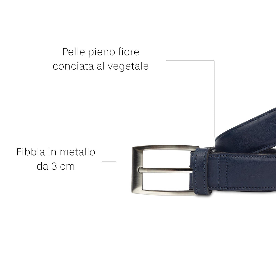 Cintura uomo in pelle artigianale Numa#colore_blu