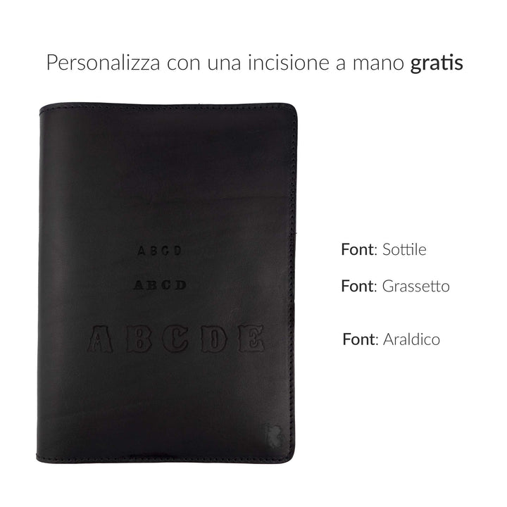 Porta agenda in pelle personalizzata formato A5 Lucrezio #colore_nero