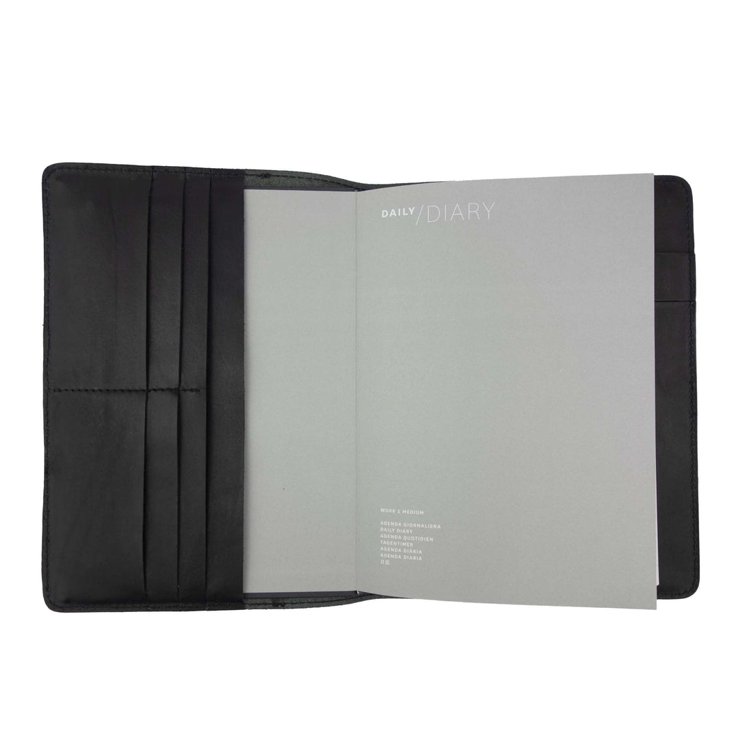 Porta agenda in pelle personalizzata formato A5 Lucrezio #colore_nero