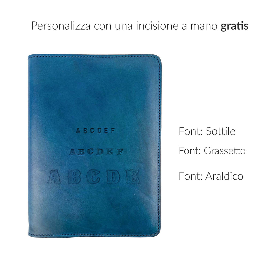 Porta agenda in pelle personalizzata formato A5 Lucrezio #colore_turchese