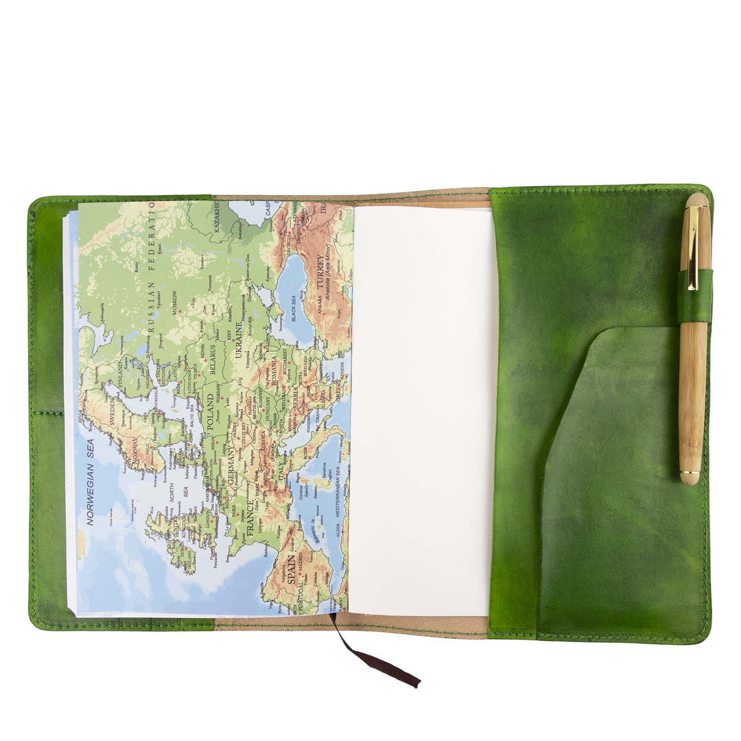 Porta agenda in pelle personalizzata formato A5 Lucrezio #colore_verde-foresta