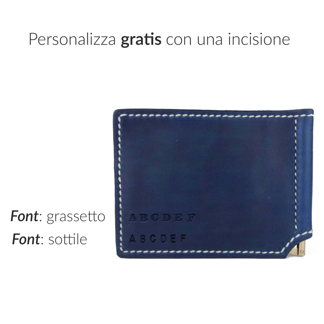 Portafoglio fermasoldi a molla in cuoio