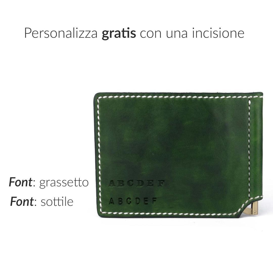 Portafoglio fermasoldi a molla in cuoio