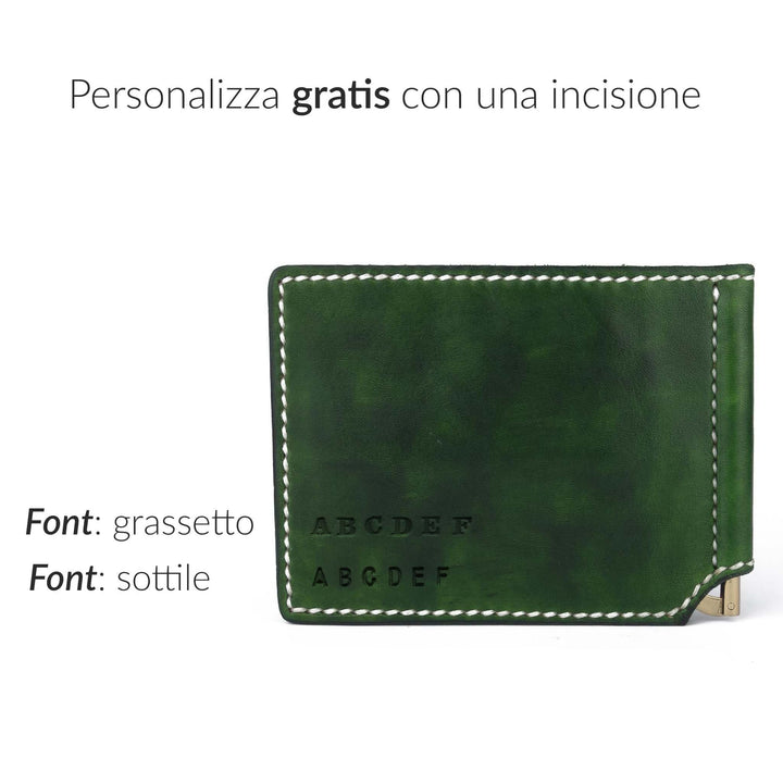 Portafoglio fermasoldi a molla in cuoio