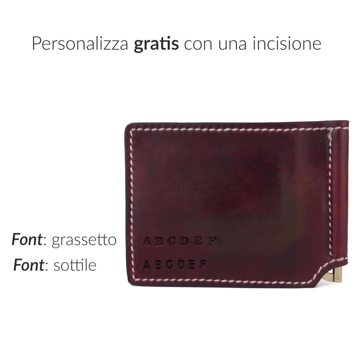 Portafoglio fermasoldi a molla in cuoio