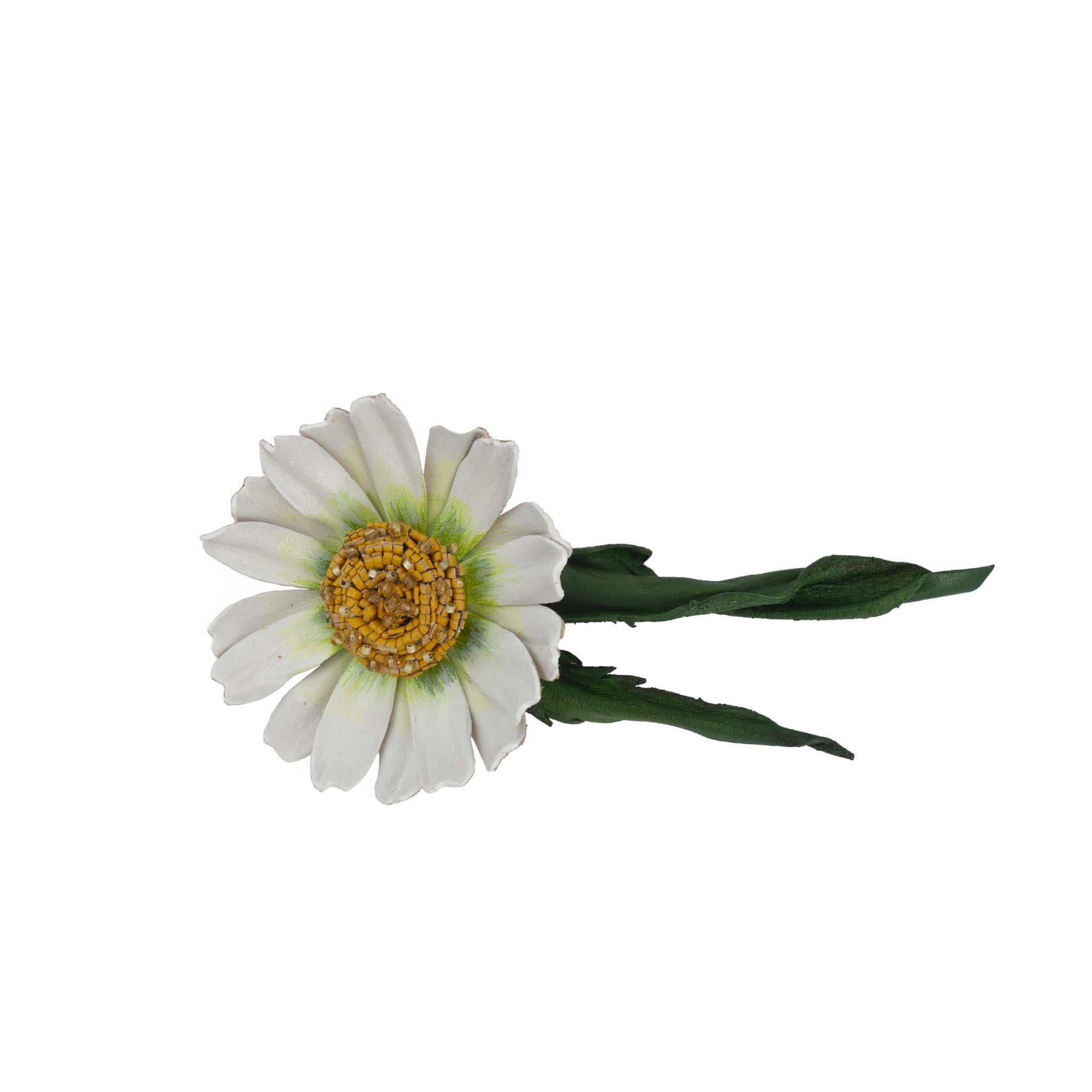 Broche Fleur En Cuir Orange, Fait Main, EKcrea, Accessoire Floral