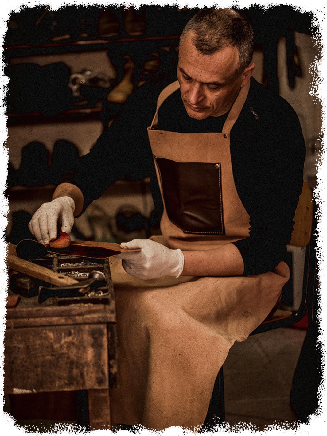 Artigiano coryum pittura cuoio