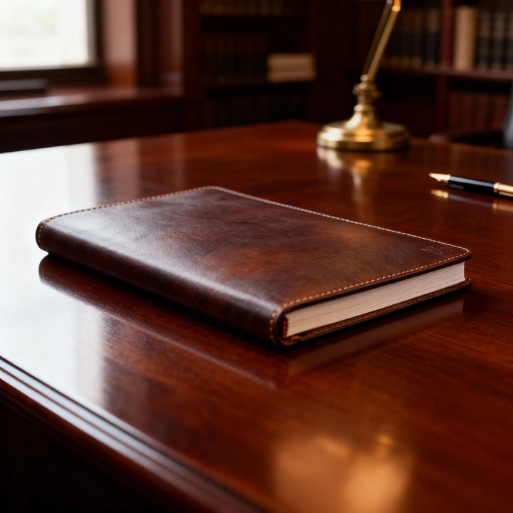 Porta agenda in pelle A5 Celio personalizzata artigianale #colore_marrone-scuro