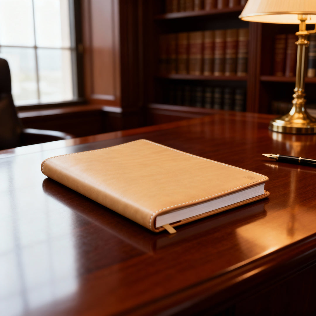 Porta agenda in pelle A5 Celio personalizzata artigianale #colore_naturale