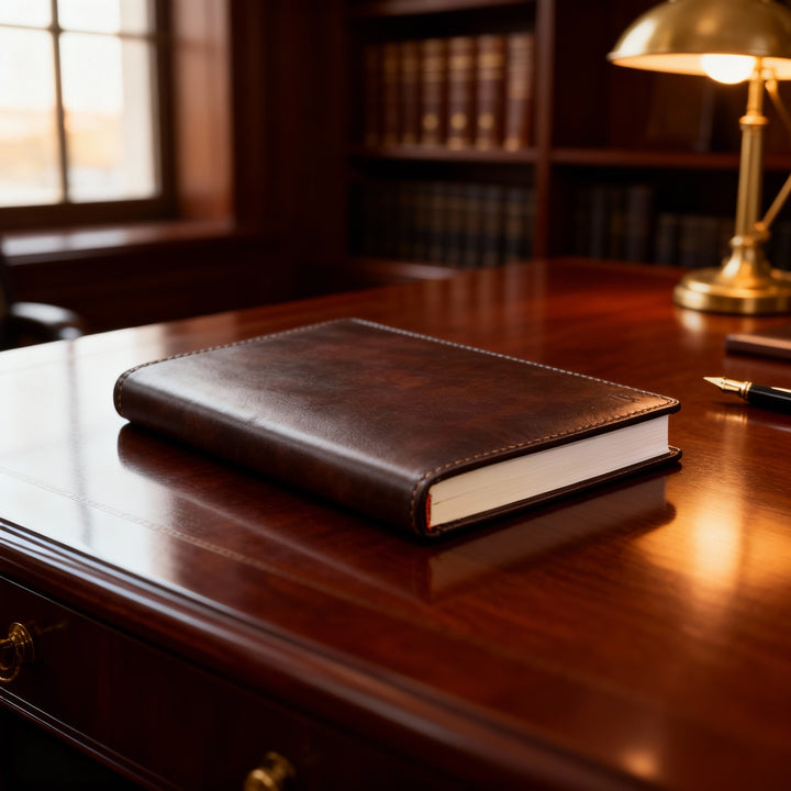 Porta agenda in pelle A5 personalizzata artigianale #colore_marrone-scuro