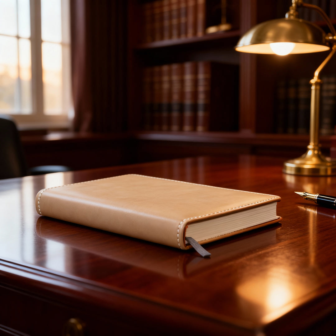 Porta agenda in pelle A5 personalizzata artigianale #colore_naturale