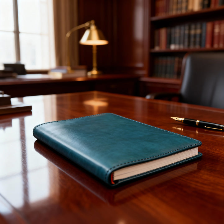 Porta agenda in pelle personalizzata formato A5 Lucrezio #colore_turchese