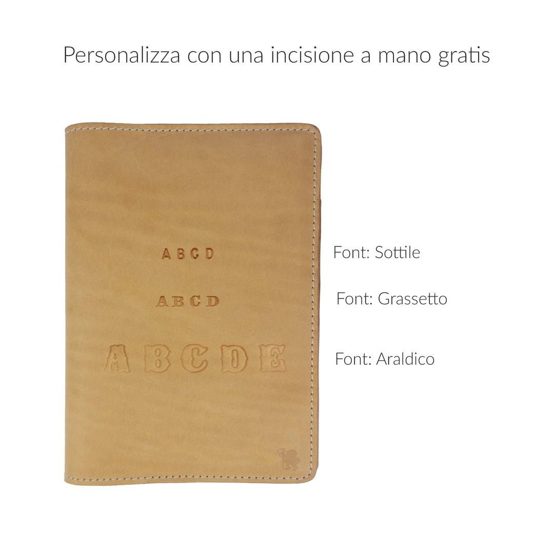 porta agenda A5 con anelli in cuoio#colore_naturale