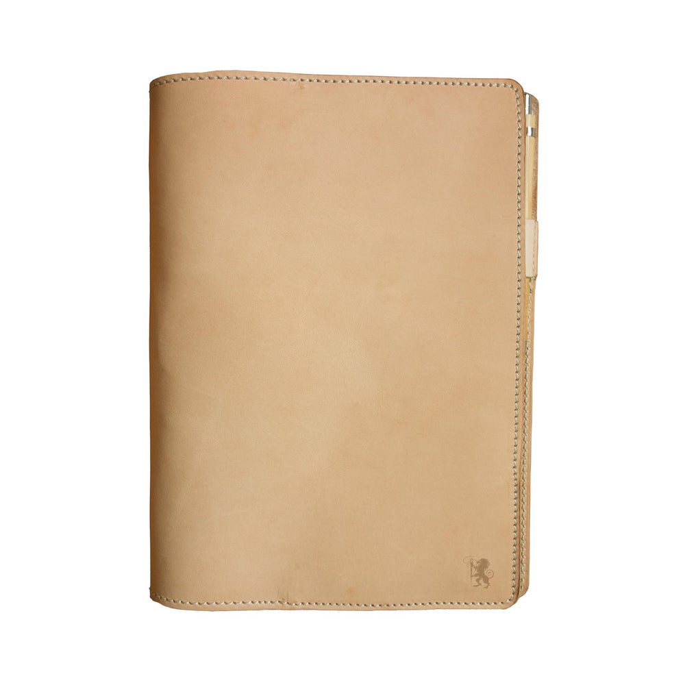 porta agenda A5 con anelli in cuoio#colore_naturale