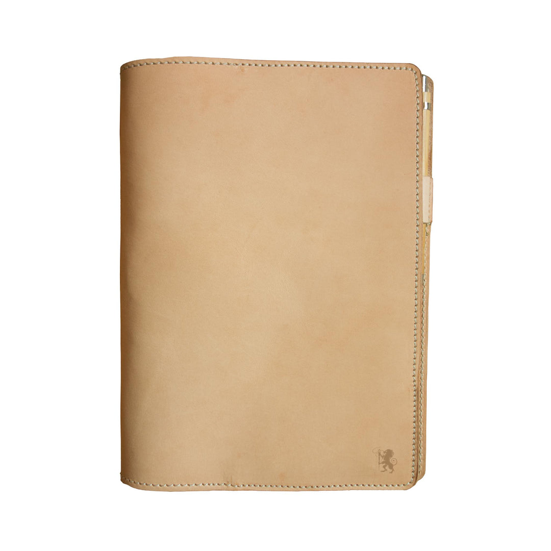 porta agenda A5 con anelli in cuoio#colore_naturale