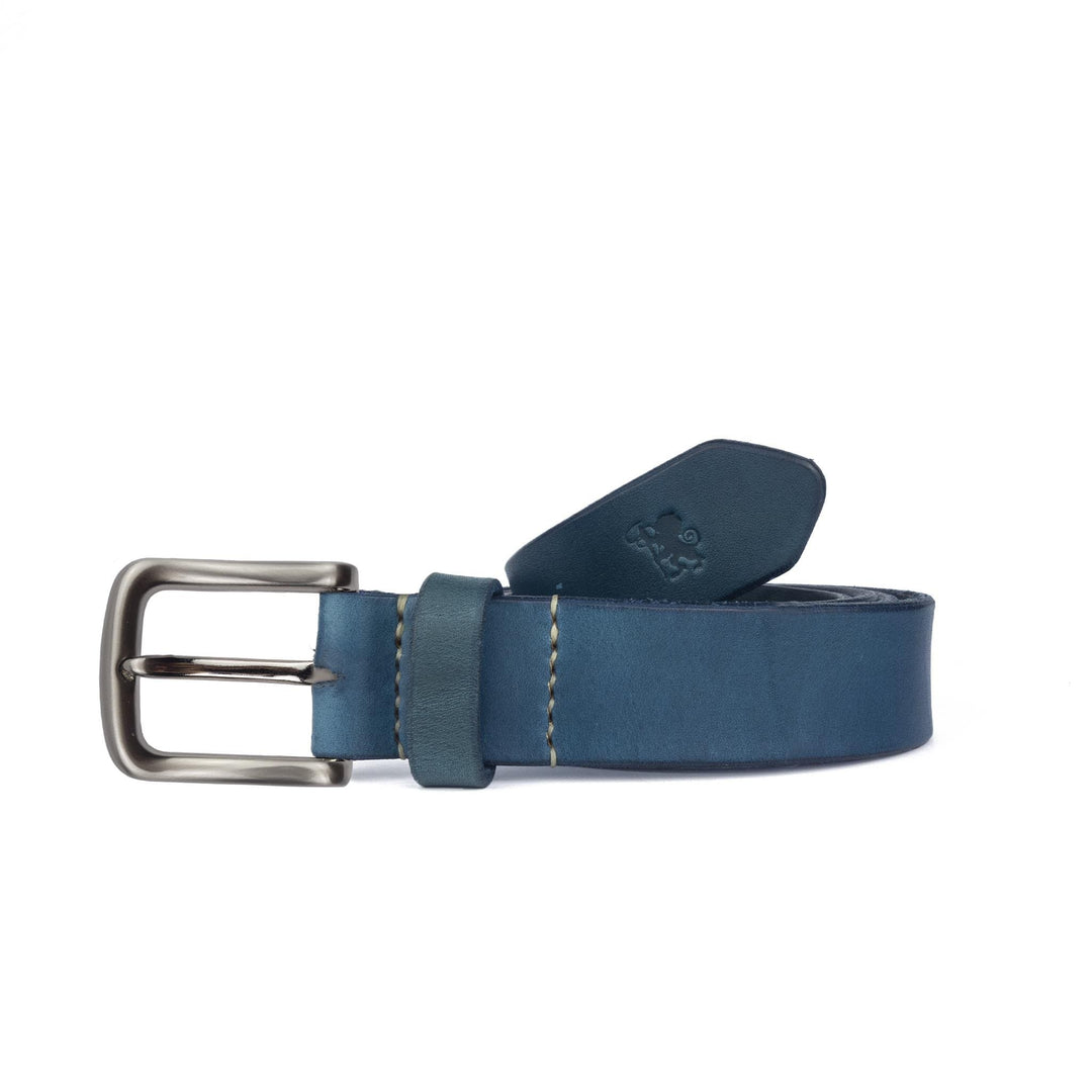Cintura in cuoio da uomo artigianale Aker #colore_blu