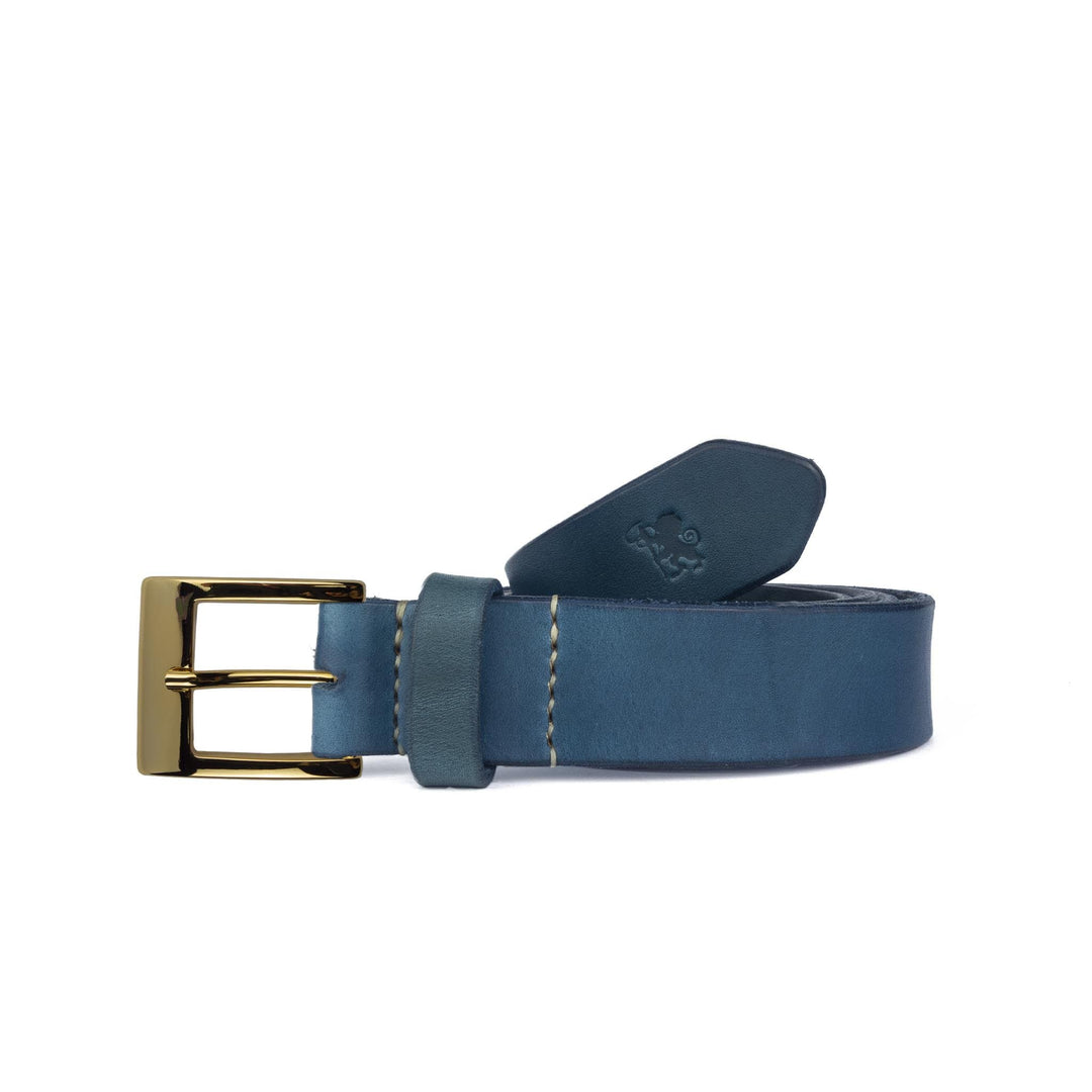 Cintura in cuoio artigianale da uomo Coryum Caisar#colore_blu