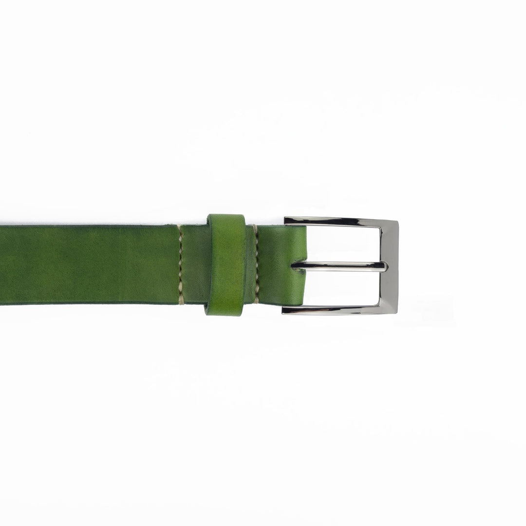 Cintura in cuoio artigianale da uomo Coryum Larth#colore_verde-foresta