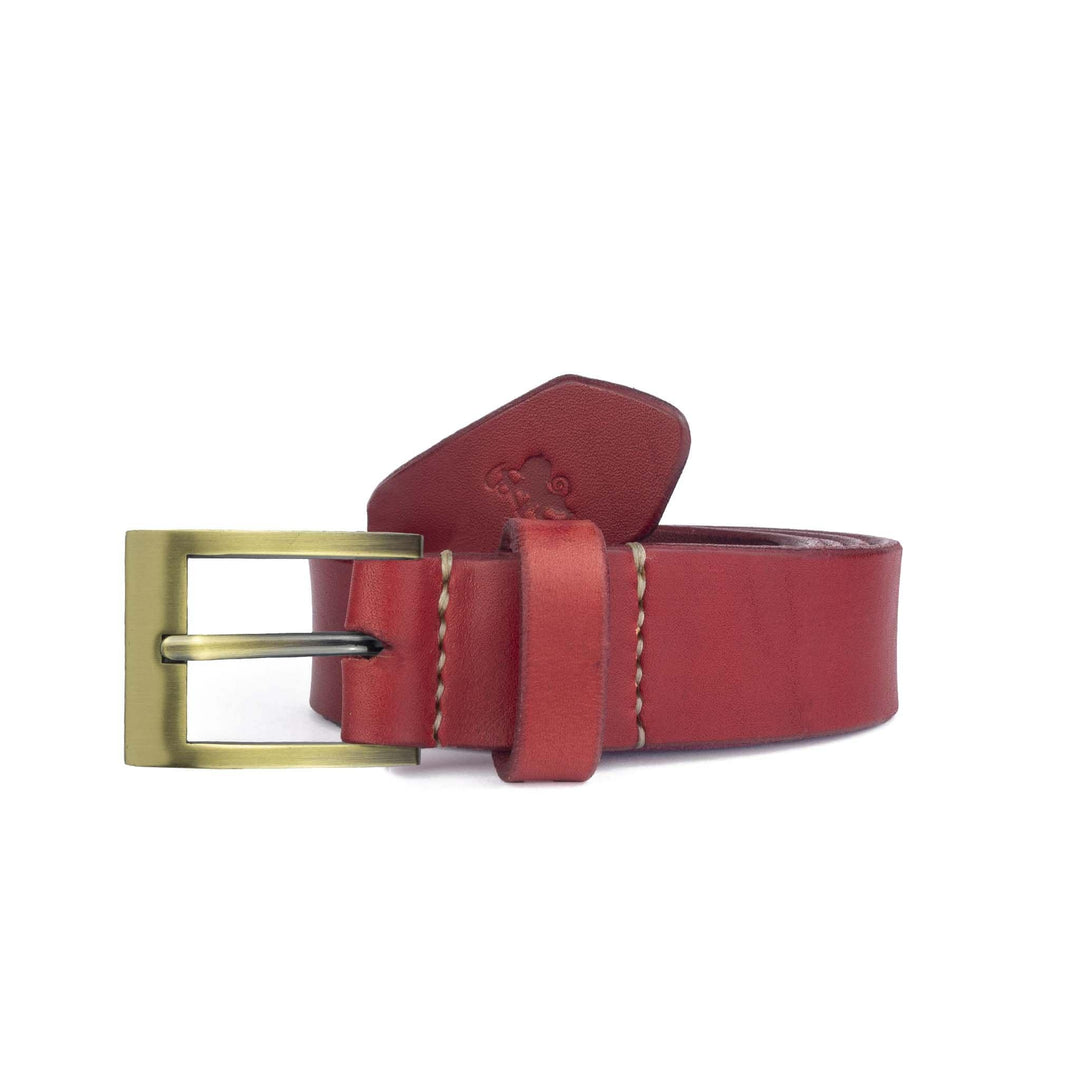 Cintura in cuoio artigianale da uomo Coryum Hermena#colore_rosso