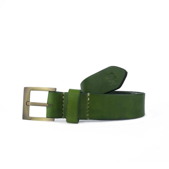 Cintura in cuoio artigianale da uomo Coryum Atinas#colore_verde-foresta