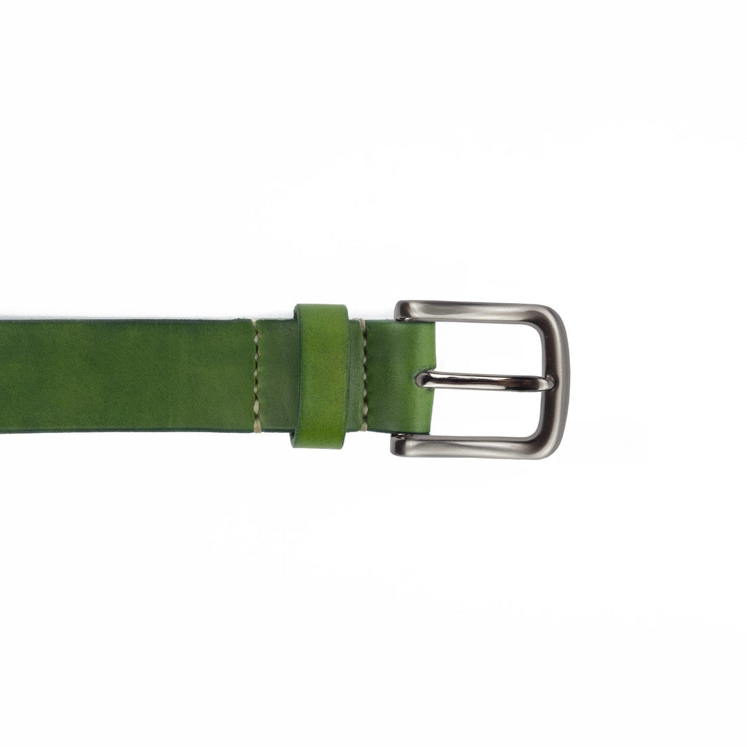 Cintura in cuoio da uomo artigianale Aker #colore_verde-foresta