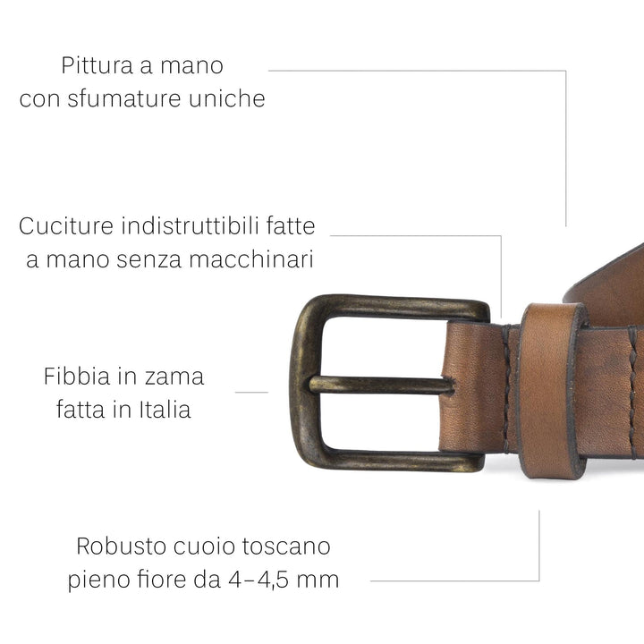 Cintura in cuoio artigianale da uomo Coryum Axile#colore_marrone-medio