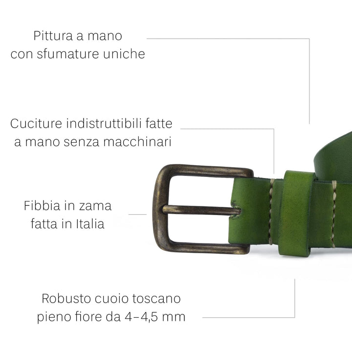 Cintura in cuoio artigianale da uomo Coryum Axile#colore_verde-foresta