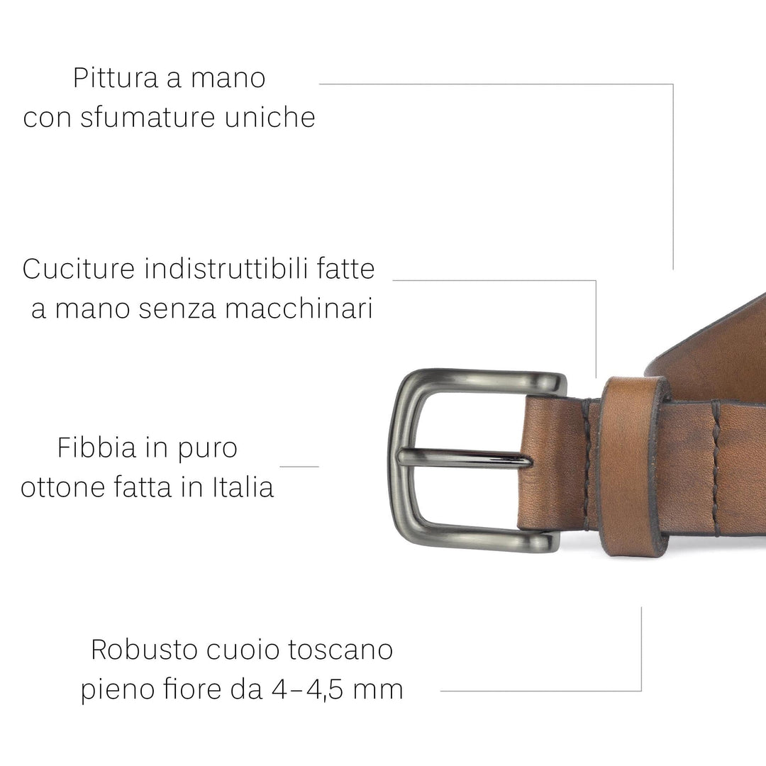 Cintura in cuoio artigianale da uomo Coryum Axius#colore_marrone-medio