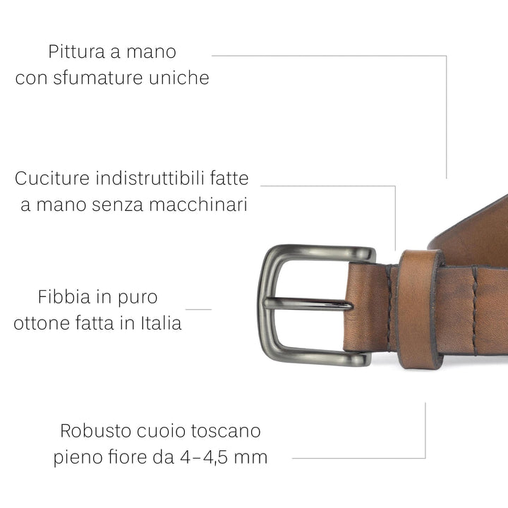 Cintura in cuoio artigianale da uomo Coryum Axius#colore_marrone-medio