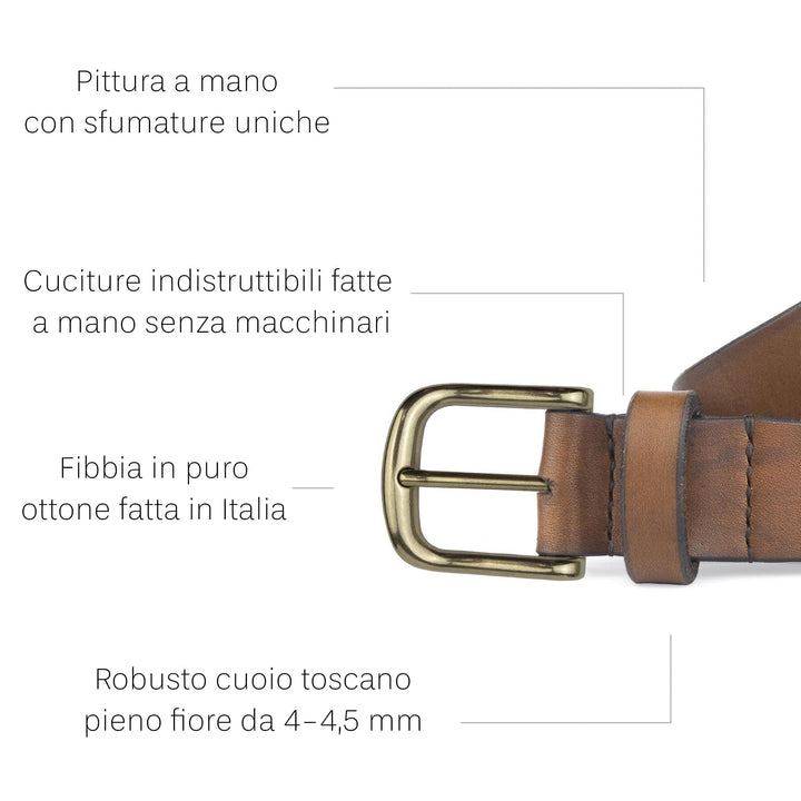 Cintura in cuoio artigianale da uomo Coryum Cornelius#colore_marrone-medio