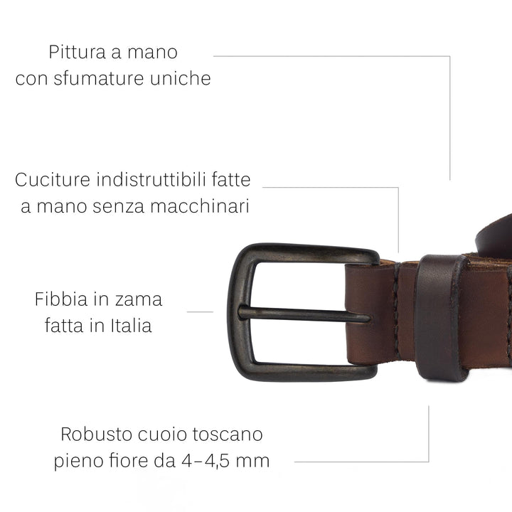 Cintura in cuoio artigianale da uomo Coryum Martius#colore_marrone-scuro