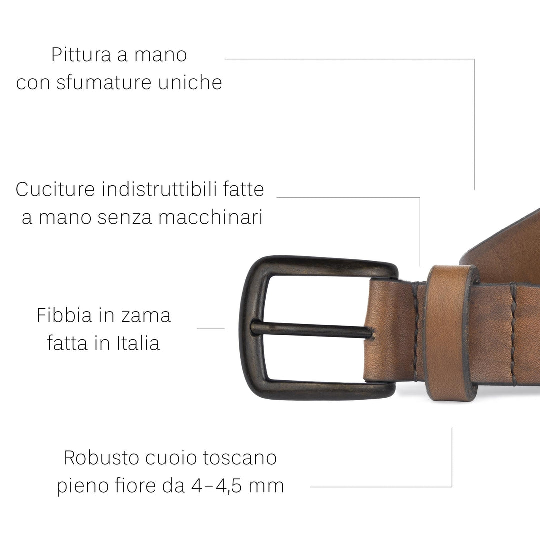 Cintura in cuoio artigianale da uomo Coryum Martius#colore_marrone-medio