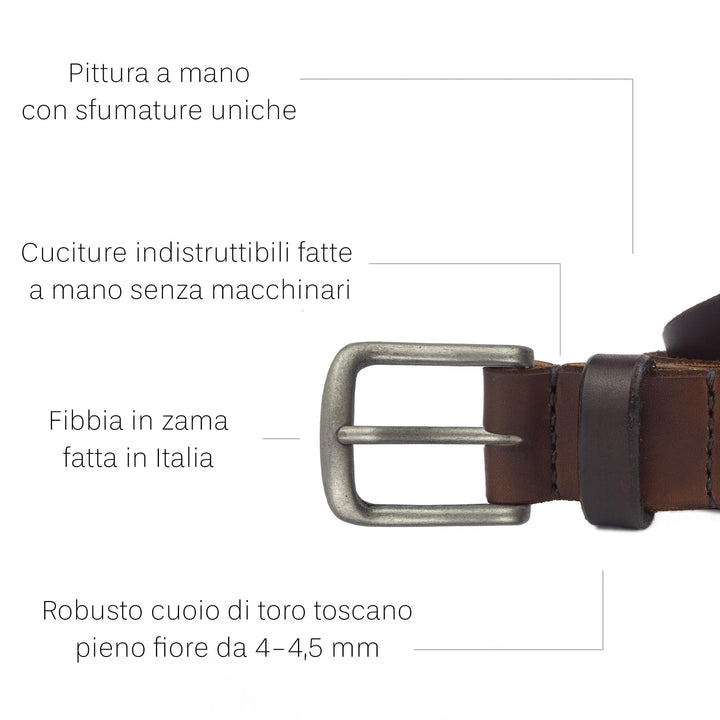 Cintura in cuoio artigianale da uomo Coryum Titos#colore_marrone-scuro